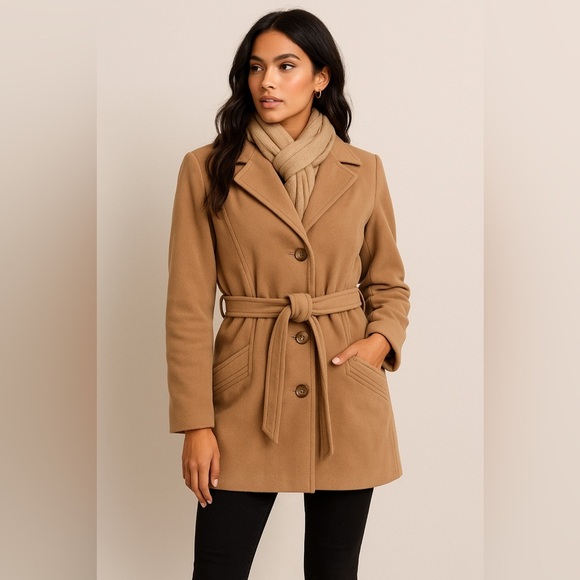 juli Se Roma Jackets & Blazers - Vintage Juli se Roma Italian Cashmere Coat Women’s 10 Tan Belted Peacoat